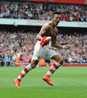 Arsenal V Manchester City 2014-15 Prints: Alexis Sanchez's Double Celebration: Arsenal's Second Goal vs Manchester City (2014-15)