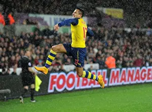 Swansea V Arsenal 2014-15 Prints: Alexis Sanchez's Epic Goal Celebration: Swansea vs. Arsenal, Premier League 2014-15