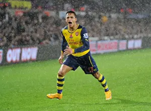 Swansea V Arsenal 2014-15 Prints: Alexis Sanchez's Euphoric Goal Celebration: Swansea vs