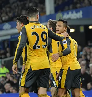 Alexis Sanchez's Goal Celebration with Granit Xhaka: Everton vs. Arsenal, Premier League 2016-17