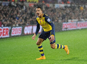 Alexis Sanchez's Goal Celebration: Swansea vs. Arsenal, Premier League 2014-15