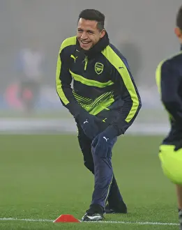 FC Basel V Arsenal 2016-17 Prints: Alexis Sanchez's Pre-Match Ritual: Gearing Up for FC Basel Showdown in Champions League (December 2016)