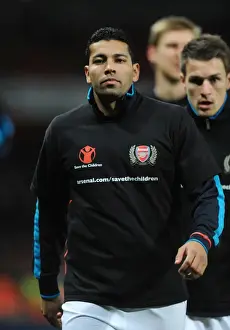 Arsenal V Fulham 2011-12 Prints: Andre Santos of Arsenal before the Barclays Premier League match between Arsenal
