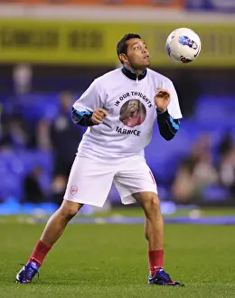 Everton V Arsenal 2011-12 Prints: Andre Santos: Arsenal Defender in Intense Face-off at Goodison Park during Everton vs Arsenal