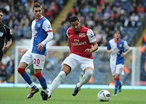 Images Dated 17th September 2011: Andre Santos (Arsenal) Ruben Rochina (Blackburn). Blackburn Rovers 4: 3 Arsenal
