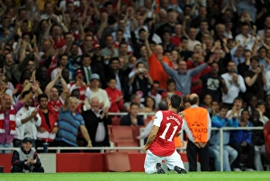 Andre Santos celebrates scoring Arsenals 2nd goal. Arsenal 2:1 Olympiacos Andre Santos celebrates scoring Arsenals 2nd goal. Arsenal 2:1 Olympiacos