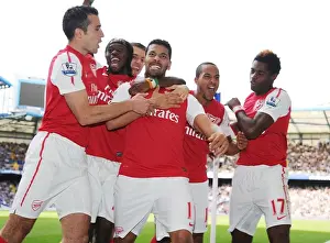 Andre Santos Scores Brace Against Chelsea in 2011-12 Premier League: Arsenal Celebrates at Stamford Bridge