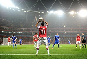 Arsenal V Schalke 04 2012-13 Prints: Andre Santos Throws In for Arsenal Against Schalke 04, UEFA Champions League 2012