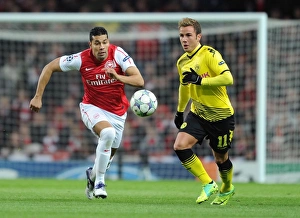 Arsenal V Borussia Dortmund 2011-12 Prints: Andre Santos vs. Mario Gotze: Arsenal's 2-0 Victory over Borussia Dortmund in the UEFA Champions League (Group F)