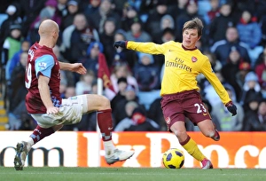 Aston Villa V Arsenal 2010-11 Prints: Andrey Arshavin (Arsenal) James Collins (Villa). Aston Villa 2: 4 Arsenal