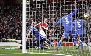 Arsenal V Chelsea 2009-10 Prints: Andrey Arshavin (Arsenal) scores a goal that is disallowed for an earlier foul on the keeper