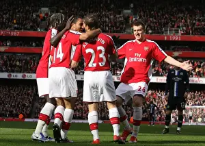 Arsenal V Blackburn Rovers 2008-9 Prints: Andrey Arshavin celebrates the 1st Arsenal goal with Theo Walcott