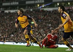 Liverpool v Arsenal 2008-9 Collection: Andrey Arshavin celebrates scoring the 1st Arsenal goal