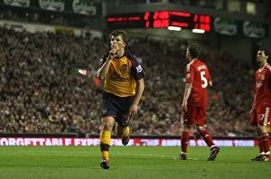 Liverpool v Arsenal 2008-9 Collection: Andrey Arshavin celebrates scoring the 2nd Arsenal goal