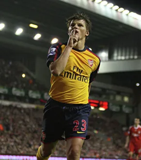 Liverpool v Arsenal 2008-9 Collection: Andrey Arshavin celebrates scoring the 2nd Arsenal goal