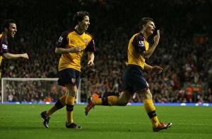 Liverpool v Arsenal 2008-9 Collection: Andrey Arshavin celebrates scoring the 3rd Arsenal