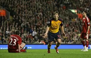 Liverpool v Arsenal 2008-9 Collection: Andrey Arshavin celebrates scoring the 3rd Arsenal goal
