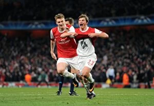 Images Dated 16th February 2011: Andrey Arshavin celebrates scoring Arsenals 2nd goal with Nicklas Bendtner