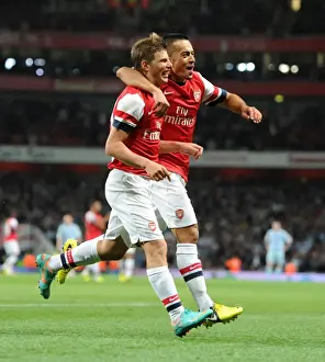 Andrey Arshvin celebrates scoring Arsenals 3rd goal with Nico Yennaris