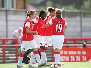 Anita Asante celebrates scoring for Arsenal with Gemma Davison