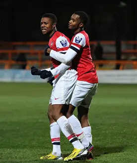 Arsenal U19 V Athletico Bilbao U19 - NextGen Prints: Ansah and Akpom Celebrate Arsenal's Second Goal Against Athletico Bilbao U19 in NextGen Series