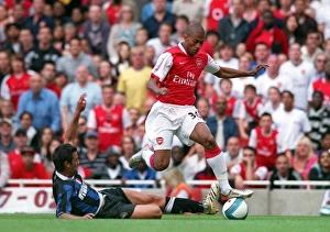 Arsenal v Inter Milan 2007-08 Gallery: Armand Traore (Arsenal) Cristian Chivu (Inter)