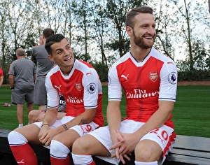 1st Team Photocall 2016-17 Prints: Arsenal 1st Team: Xhaka and Mustafi, 2016-17 Squad Photocall