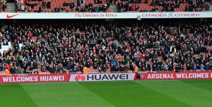 Arsenal V Fulham 2013-14 Prints: Arsenal 2:0 Fulham - Emirates Stadium, Barclays Premier League: Huawei Ad Boards