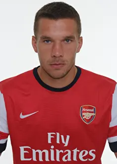 Arsenal 2013-14 Squad: Lukas Podolski at Emirates Stadium Photocall