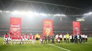 Images Dated 21st February 2008: Arsenal and AC Milan line up before the match