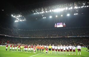 Images Dated 5th March 2008: Arsenal and AC Milan line up before the match