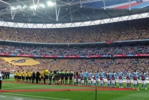 Images Dated 30th May 2015: Arsenal amd Villa teams line up before the match. Arsenal 4: 0 Aston Villa. FA Cup Final