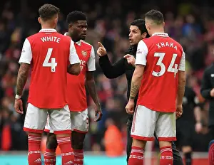 Arsenal V Leeds United 2022-23 Prints: Arsenal: Arteta Motivates Partey and Xhaka Amidst Leeds United Tussle (2022-23)
