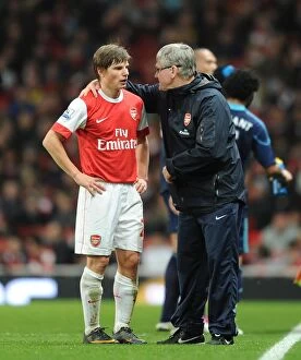 Arsenal v Stoke City 2010-2011 Collection: Arsenal assistant manager Pat Rice with Andrey Arshavin. Arsenal 1: 0 Stoke City