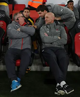 Arsenal Assistants Confer During Southampton vs Arsenal FA Cup Clash