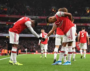 Arsenal: Aubameyang and Lacazette Celebrate Goal Against Wolverhampton Wanderers (2019-20)