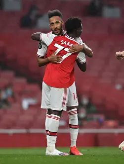 Arsenal V Leicester City 2019-20 Prints: Arsenal: Aubameyang and Saka's Unforgettable Goal Celebration vs Leicester City (2019-20)