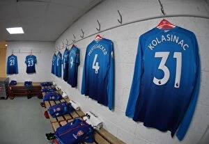 Images Dated 14th January 2018: Arsenal Away Gear Displays in AFC Bournemouth Changing Room Before Premier League Clash (2017-18)
