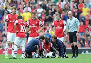 Arsenal: Bacary Sagna Receives Treatment from Medical Team vs Aston Villa (2013-14)
