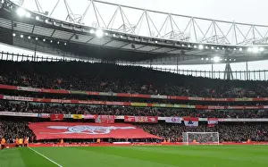 Arsenal banners before the match. Arsenal 2: 0 Tottenham Hotspur