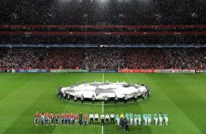 The Arsenal and Barcelona teams line up before the match. Arsenal 2: 1 Barcelona