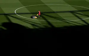 Arsenal V Aston Villa 2021-22 Prints: Arsenal: Battle Ready - Pre-Match Groundskeeping at Emirates Stadium