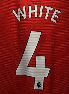 Arsenal: Ben White's Shirt in the Emirates Changing Room before Arsenal vs Burnley (2021-22)