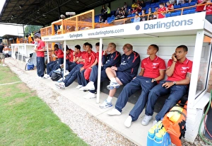 The Arsenal bench before the match. Barnet 0: 4 Arsenal, Pre season friendly