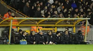 The Arsenal bench during the match. Wolverhampton Wanderers 0: 2 Arsenal