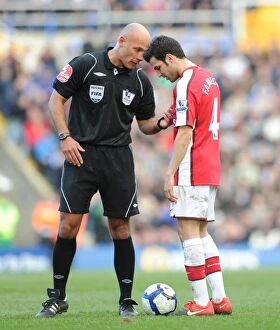 Birmingham City v Arsenal 2009-10 Collection: Arsenal captain Cesc Fabregas with referee Howard Webb. Birmingham City 1: 1 Arsenal