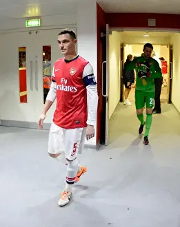 Arsenal V Tottenham Hotspur 2013-14 Prints: Arsenal Captain Thomas Vermaelen in the Tunnel Before the Arsenal v Tottenham FA Cup Clash