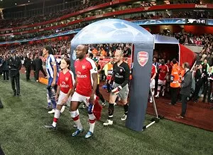Images Dated 30th September 2008: Arsenal captain William Gallas leads the team out