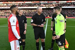 Arsenal Captains Meet Referee: Lacazette and Norwood Before Arsenal vs. Sheffield United (2019-20)