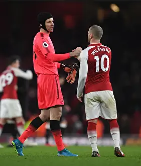 Arsenal V Newcastle United 2017-18 Prints: Arsenal: Cech and Wilshere Celebrate Victory over Newcastle United